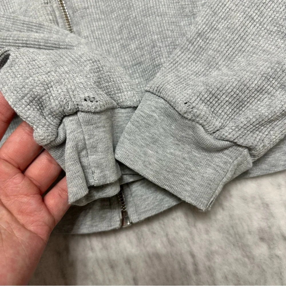 Brandy Melville Waffle Zip Up Hoodie - Grey - Picture 4 of 5